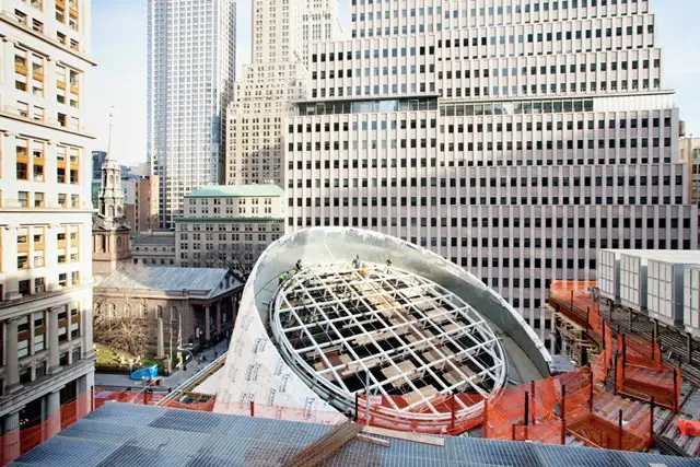 Looking north towards the new Fulton Street Transit Center